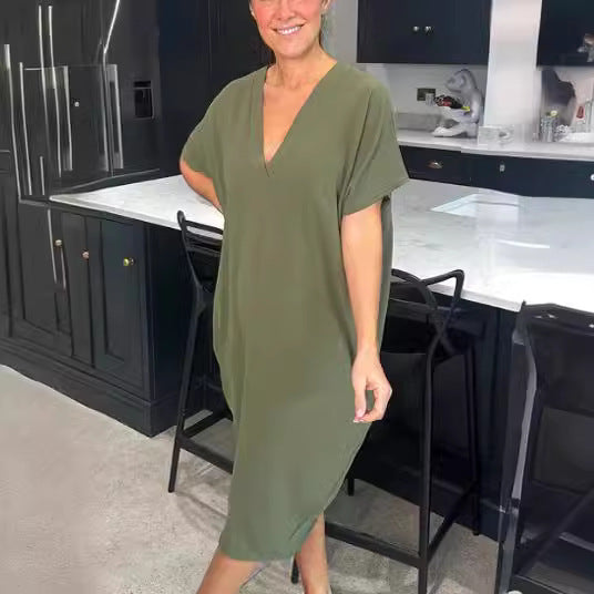 Stijlvolle hippe V-hals Casual Jurk